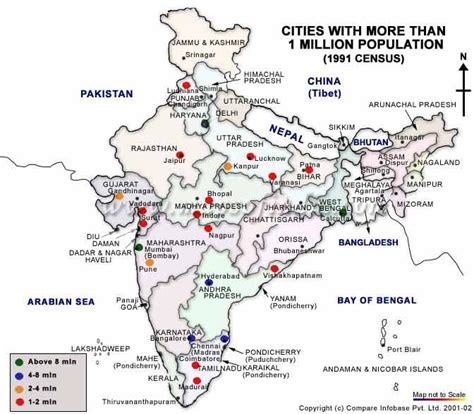 Map of Cities With More Than One million Population in India ... | Indian education, Education ...