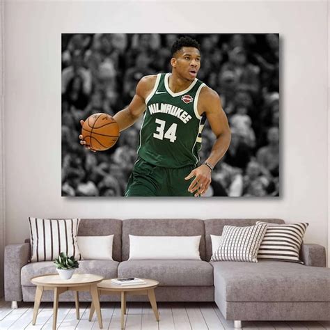 Giannis Antetokounmpo Canvas Milwaukee Bucks Art Sports Etsy