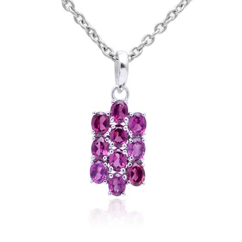 925 Sterling Silver Gemstone Pendant Natural Rhodolite Garnet Fine