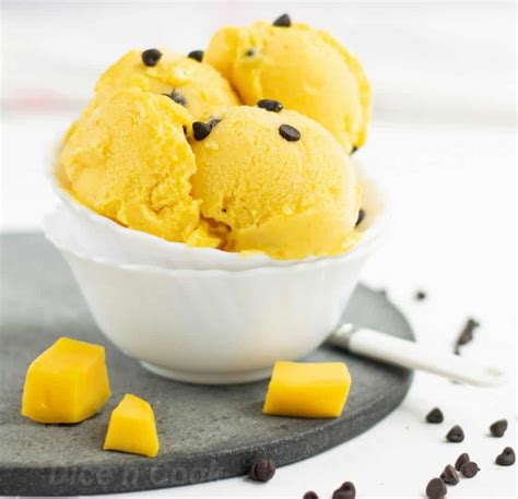 Mango choco chip ice cream - dessert - Dice n Cook