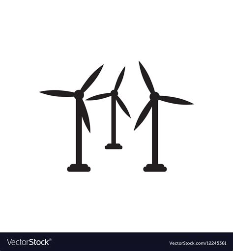 Flat Icon In Black And White Wind Turbine Vector Image