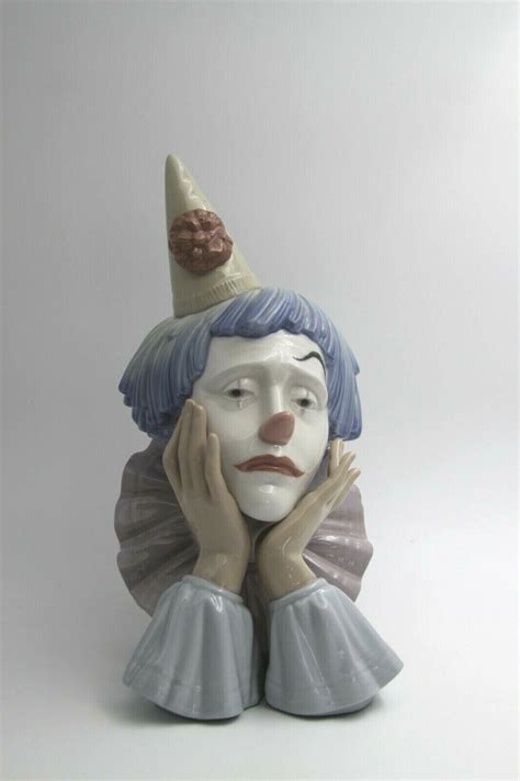 Lladro Sad Jester Clown Bust Head Porcelain Figurine 12 Tall Ebay