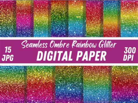 Ombre Rainbow Glitter Texture Background Graphic by Creative River ...