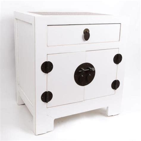 Fine Asianliving Chinese Night Stand White Handbraided Bamboo White