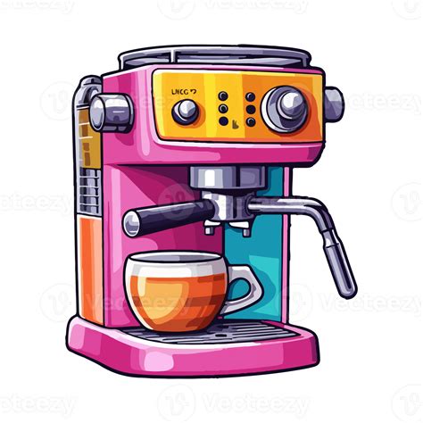Colorful Espresso Machine Logo Coffee Machine Art Sticker Pastel Cute