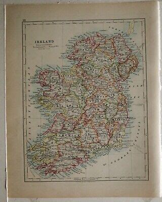 1916 Antik Landkarte Irland Meath Galway Wicklow Connaught Unten