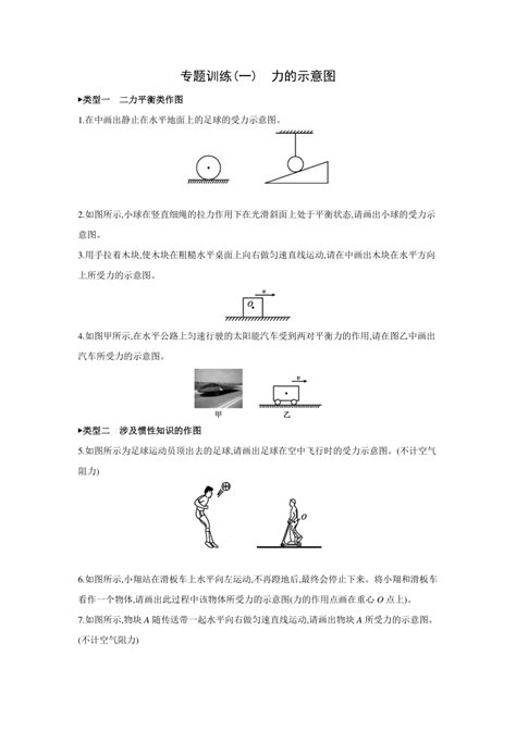 沪科版物理八年级全一册（下）同步练习：第七章 力与运动 专题训练 力的示意图（word 含答案）21世纪教育网 二一教育