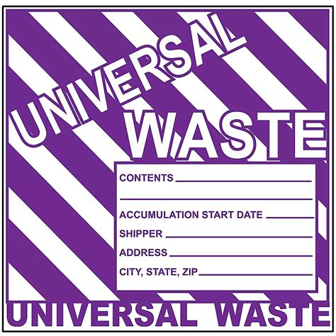 "Universal Waste" Labels - 6 x 6" S-13829 - Uline