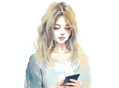 スマートフォンを持っている女性イラスト No 24413830｜無料イラスト・フリー素材なら「イラストac」