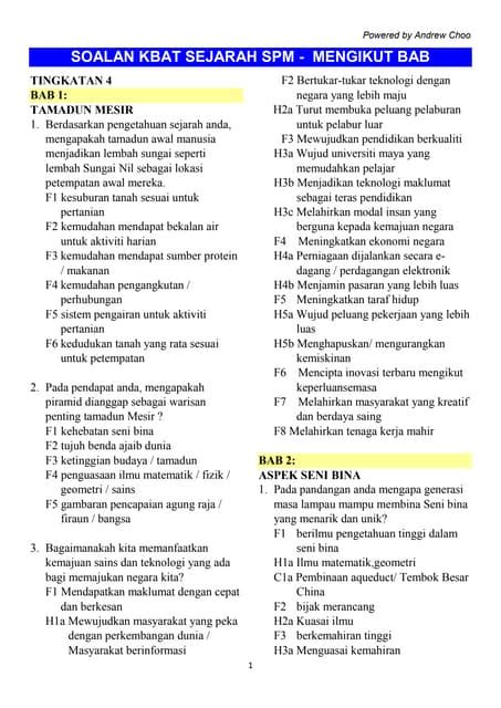 Teknik Menjawab Soalan Kbat Sejarah1 Spm Pdf