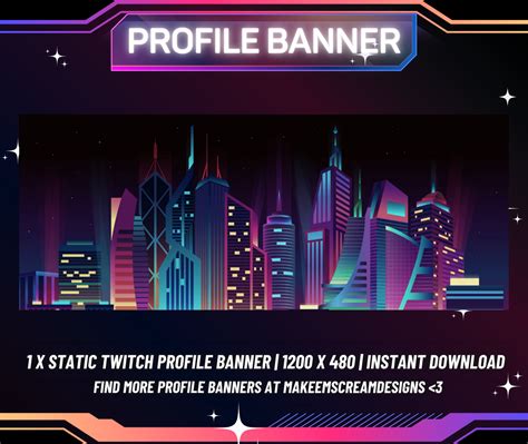 1x Neon City Twitch Profile Banner Profile Display Banner Kawaii Neon