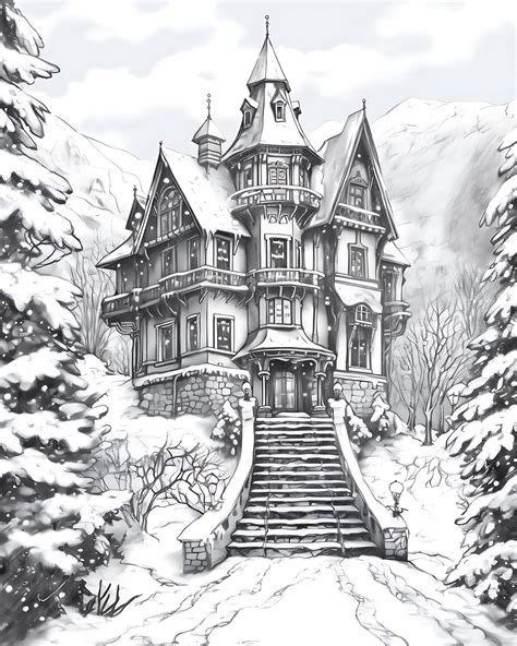 Premium Photo Mansion Pencil Drawing Black And White