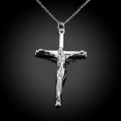 Großhandel Beliebte Kreuz Männer Silber Halskette 925 Silber Mode Schlangenkette Fit Kreuz Jesus