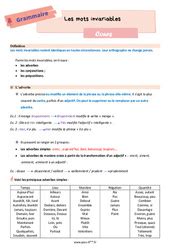 Mots invariables 6ème Exercices cours évaluation révision pdf à