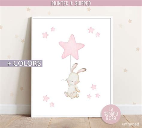 Baby Bunny Wall Art Girl Nursery Art Print Star Nursery - Etsy