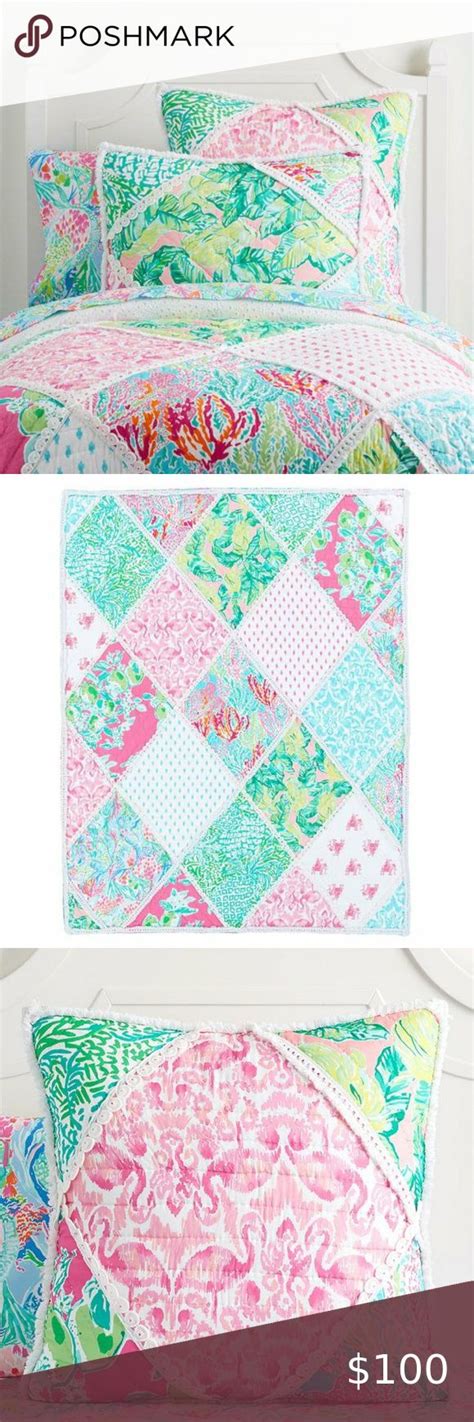 Lilly Pulitzer Party Patchwork Quilt Twin Sham Twin Quilt