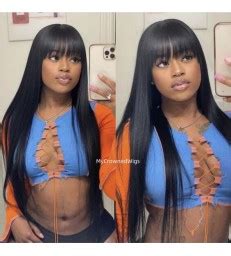 Skin Melt Bang Straight Hd Lace Front Wigs Hd My Crowned Wigs