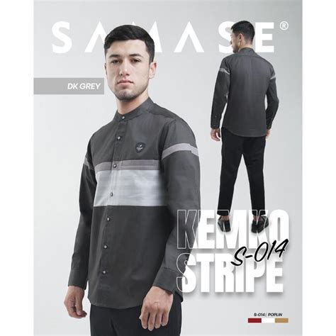 Jual SAMASE Kemko Stripe Slim S014 Baju Kemeja Koko Muslim Pria Dewasa