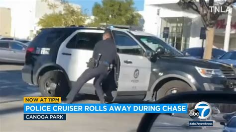 Lapd Cruiser Rolls Away After Officer Forgets To Put It In Park While