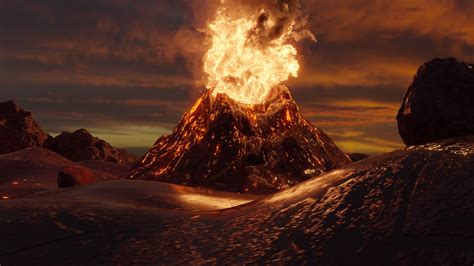 Volcano Scene - 3D Model by ShehataDesigns