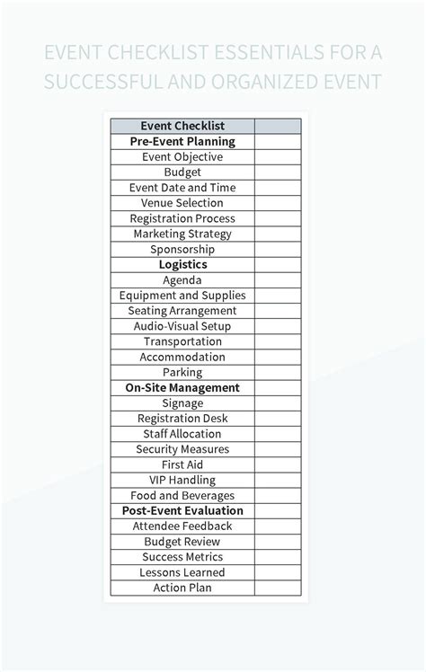 Free Event Checklist Tips Templates For Google Sheets And Microsoft