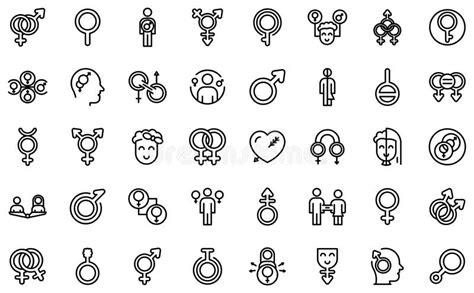 Gender Identity Icons Set Line Color Vector Stock Illustration Illustration Of Outline Linear