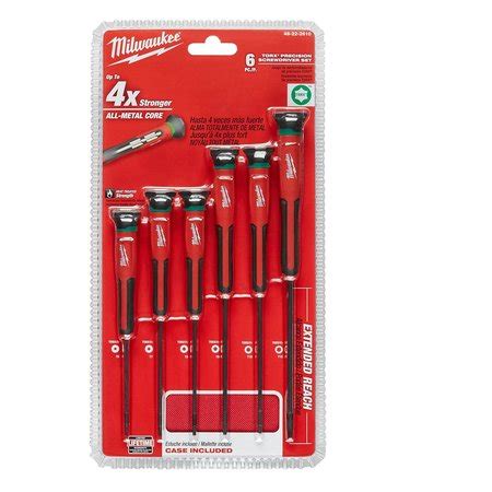 MILWAUKEE 6 PC TORX Precision Screwdriver Set W Case 48 22 2610 Zoro