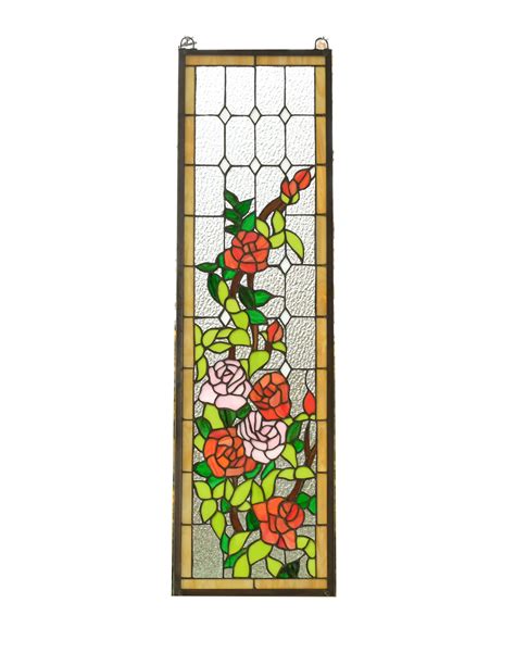 World Menagerie Rose Flowers Stained Glass Window Panel Wayfair