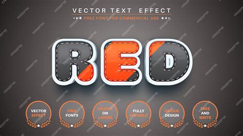 Premium Vector Red Text Effect Font Style Editable Template Mockup