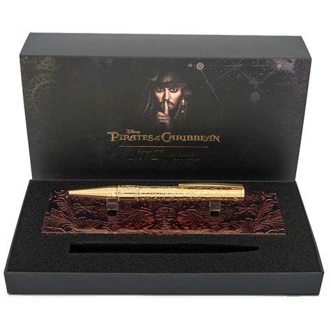 St Dupont Pirates Of The Caribbean Gold Tone Ballpoint Pen With Stand