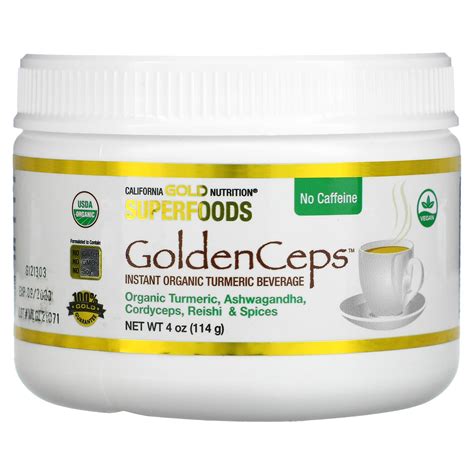 California Gold Nutrition Superfoods Goldenceps Organic Turmeric With Adaptogens 4 Oz 114 G