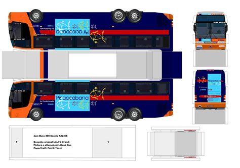 SP Papel Modelismo PaperCraft Ônibus Jum Buss 360 Scania K124IB