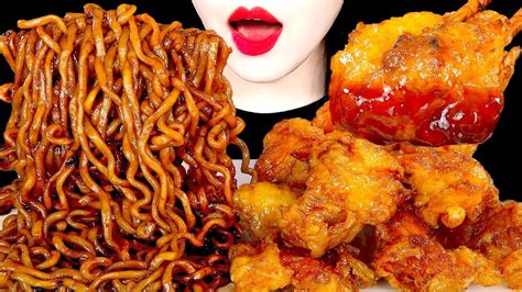 Asmr Black Bean Noodles Honey Fried Chicken 교촌 허니순살치킨 짜파게티 먹방 Mukbang