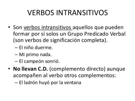 10 ejemplos de verbos intransitivos y definición - Yavendrás