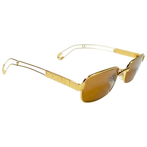 New Vintage Moschino Safety Pin Medium Gold 1990 Sunglasses Made In