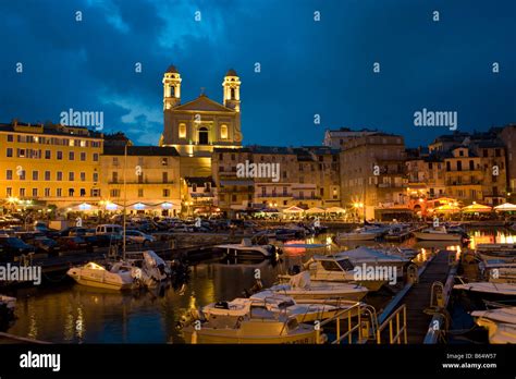 The harbour Bastia by night, Corsica Stock Photo - Alamy