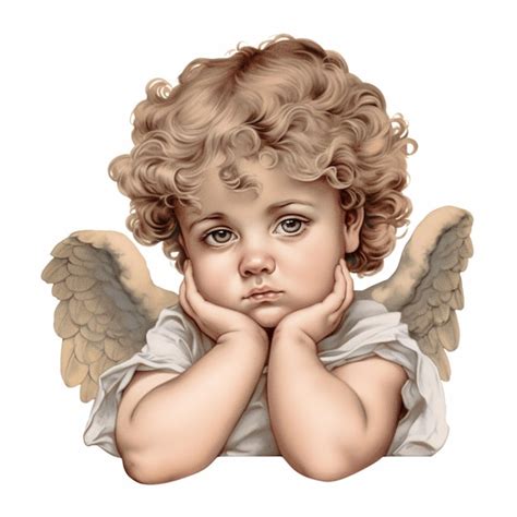 Premium Ai Image There Is A Drawing Of A Little Angel With A Sad Look Generative Ai