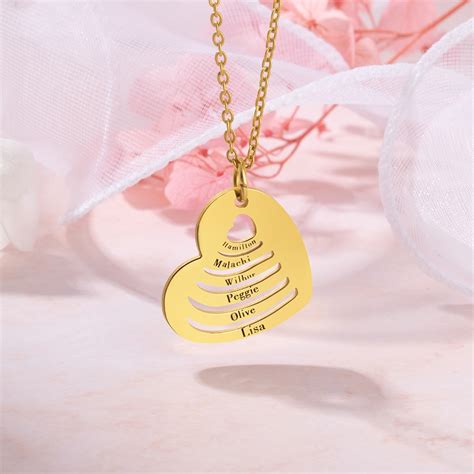 Collier Pendentif Coeur Personnalis Plusieurs Noms Collier Noms