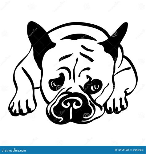 Cute But Worried And Sad French Bulldog Eps File Stock Illustration