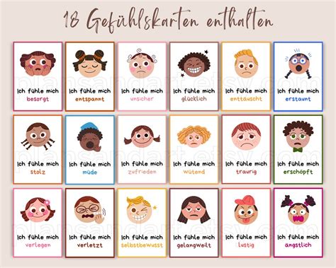 18 Gefühlskarten für Kinder Geschenk für Kinder Kartenset Gefühle