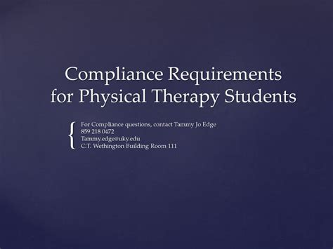 Compliance Requirements For Physical Therapy Students Ppt Download