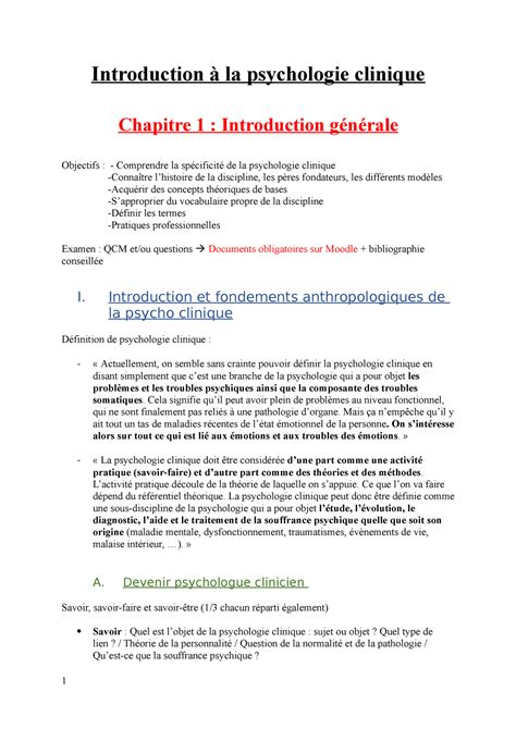 CM de psychologie clinique Licence 1 Introduction à la psychologie