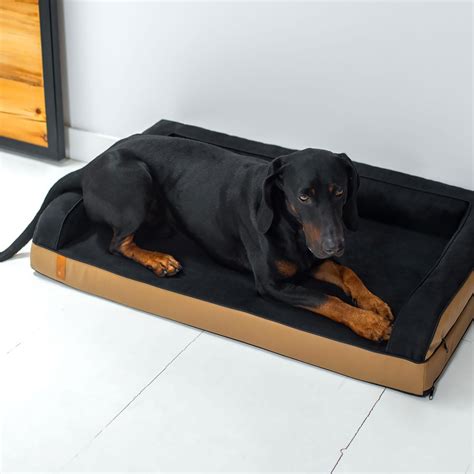 Coussin Chien Orthop Dique M Moire De Forme Camel Noir Sohva Bagane