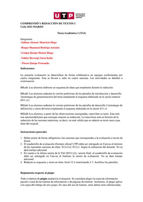 S11s2 S12s1 Y S2 Tarea Académica 2 Cuadernillo Marzo 2021 Grupo