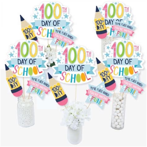 Big Dot Of Happiness Happy 100th Day Of School 100 Days Centerpiece Stick Table Toppers 15 Ct