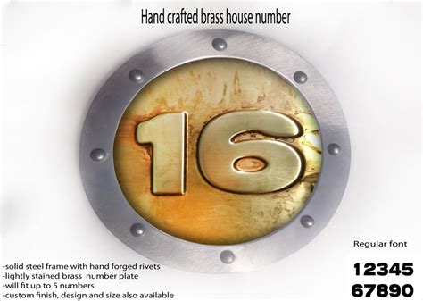 Large Brass House Metal Number Rounded - MyMetalCraft