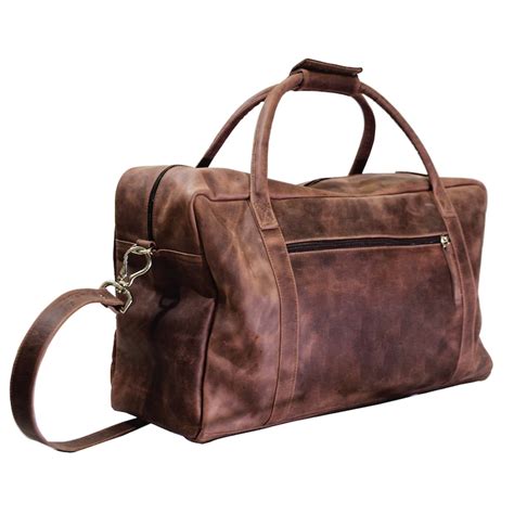 Full Grain Leather Duffle Bag Monogrammed Genuine Leather Weekender Bag