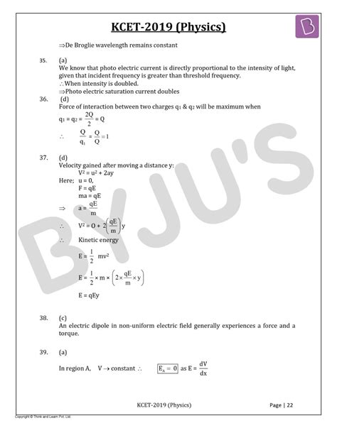 Kcet 2019 Physics Question Paper Solved Download Pdf