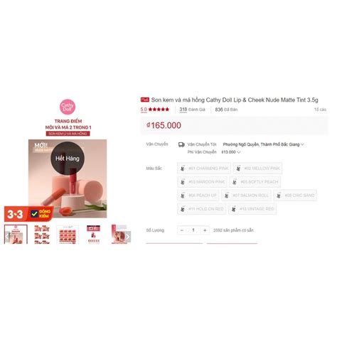 Son Kem Và Má Hồng Cathy Doll Lip Cheek Nude Matte Tint g Peach Up Oreka vn