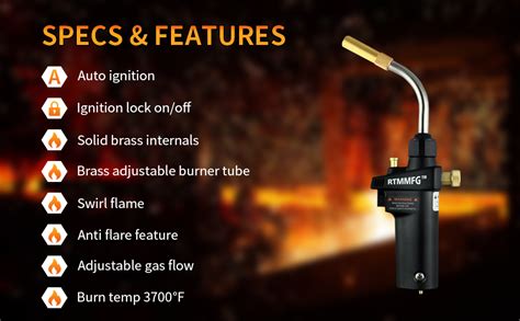 Rtmmfg Mapp Propane Torch Portable Gas Torch For Plumbing Adjustable